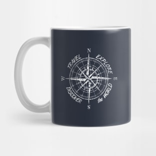 Travel explore dicover the world white compass Mug